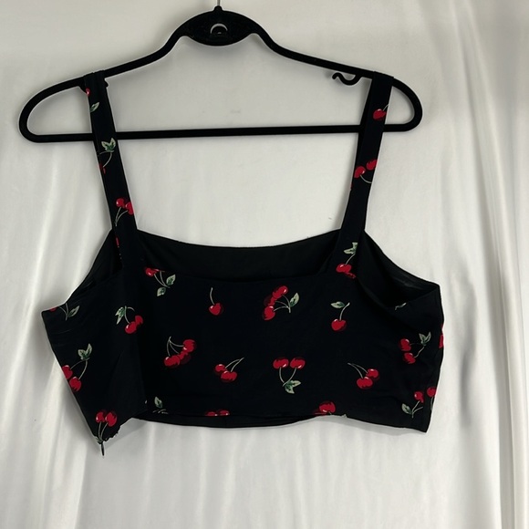 Morrisday Black Crop Rayon Top w/ Cherries - Picture 6 of 6
